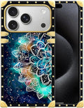 for iPhone 17 Pro Case Luxury Golden Decoration for Girl Women Soft TPU Shockproof Protective Hard PC Back for iPhone 17 Pro Crazy Pattern Starry Sky Colourful Mandala
