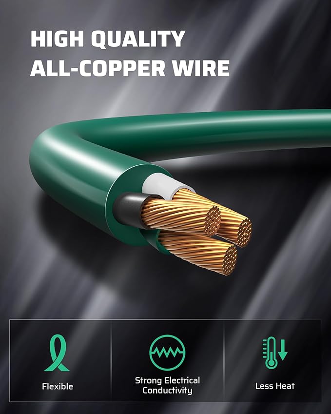 DEWENWILS 2-Pack Extension Cord 3 Ft, Indoor Use, 16/3 AWG SJTW, Durable & Waterproof, 3 Prong Extension Cord for Lighting, 13A 125V, ETL Listed, Green