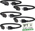 Short Extension Cord 1 Foot Black 5 Pack, 16/3 Gauge Indoor Power Extension Cable, 13A 125V 1625W 16AWG, 3 Prong Outlet Saver NEMA 5-15P to NEMA 5-15R, ETL Listed POWGRN