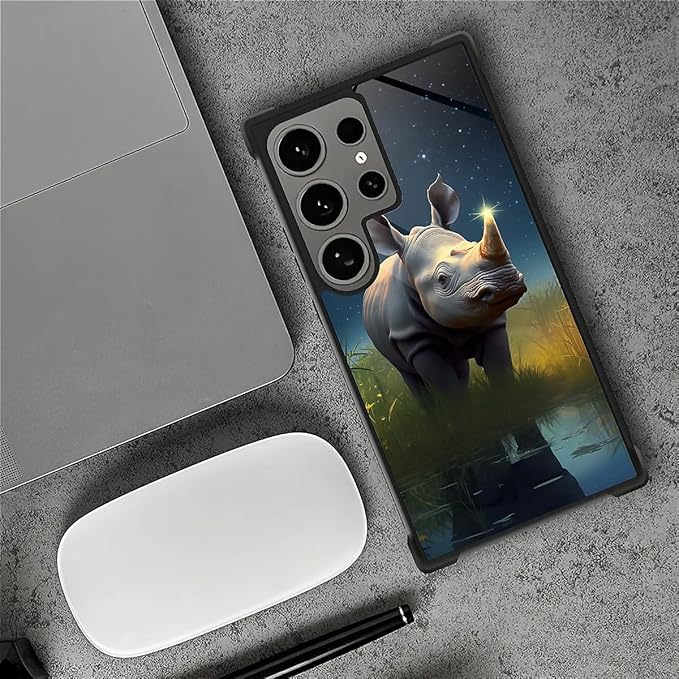 for Samsung Galaxy S24 Ultra Case, Rhino Water Marshes Pattern Graphic Design Girl Boy Soft Silicone Hard Acrylic Shock Protection for Samsung Galaxy S24 Ultra