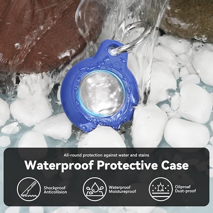 for Apple AirTag 2nd & 1st Gen, Waterproof Case for AirTag Holder Keychain,GPS Tracker Cover for Dog,Car Key,Luggage-C4-Blue