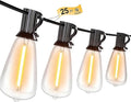25FT Outdoor String Lights, Waterproof Patio Lights with Shatterproof ST38 Vintage Edison Bulbs, Connectable Outside Hanging Lights for Backyard, Porch, Deck, Balcony, Garden, 2500K Dimmable