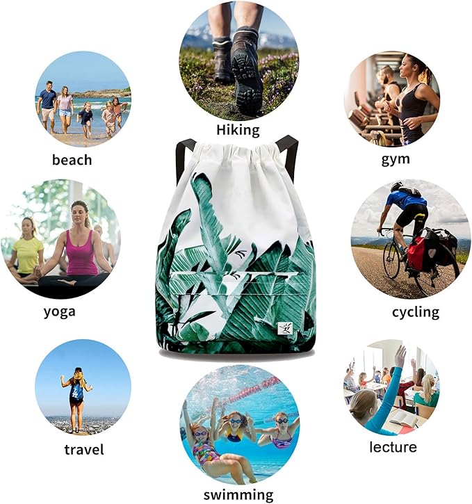 Waterproof Drawstring Bag, Gym Bag Sackpack Sports Beach Backpack for Men Women