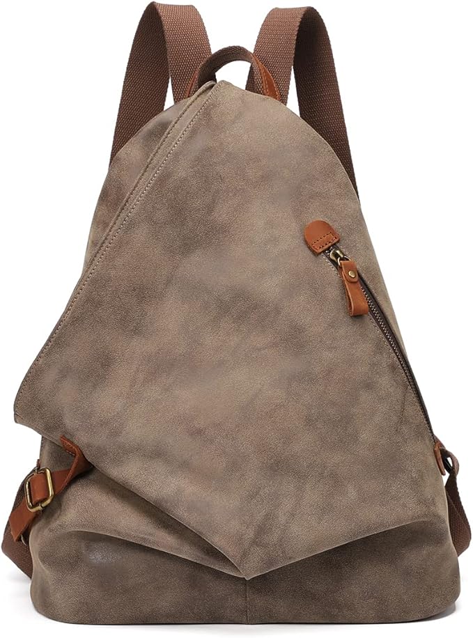 KL928 PU Leather Vintage Backpack – Large Casual Daypack Outdoor Travel Rucksack Hiking Backpacks for Men Women