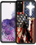 for Samsung Galaxy S20 Case, Red American Flag Horse Cross Pattern Graphic Design Girl Boy Soft Silicone Hard Acrylic Shock Protection for Samsung Galaxy S20