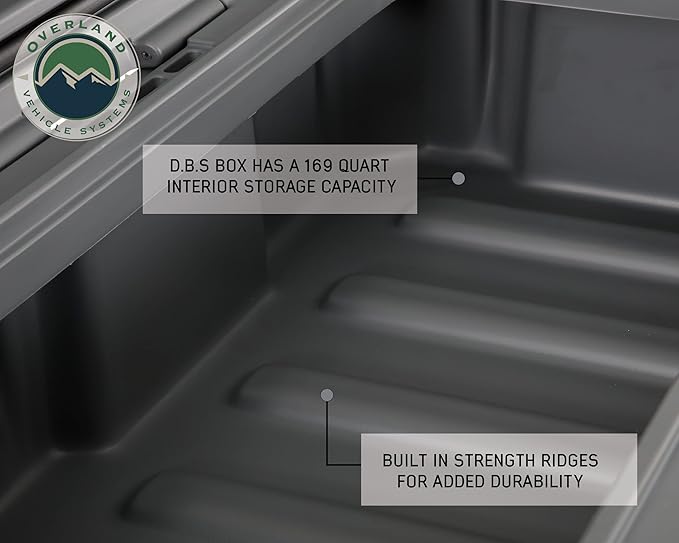 Overland Vehicle Systems 40100031 Dark Gray 169 QT Dry Box Storage with Wheels, Drain, and Bottle Opener | Waterproof Seal | Heavy-Duty Latches and Nylon Handles | Keeps Gear Safe, Dry and Organized