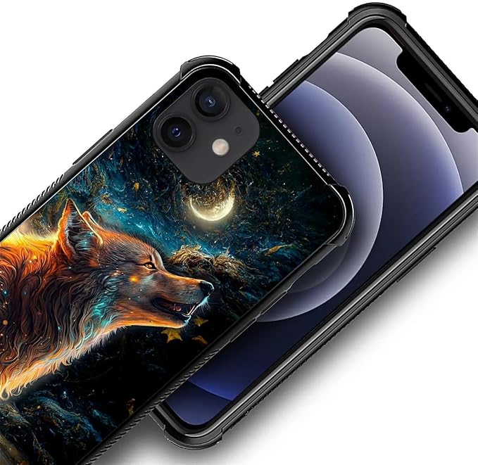 for iPhone 11 Case, Star Cave Hungry Wolf Pattern Graphic Design Girl Boy Soft Silicone Hard Acrylic Shock Protection for iPhone 11