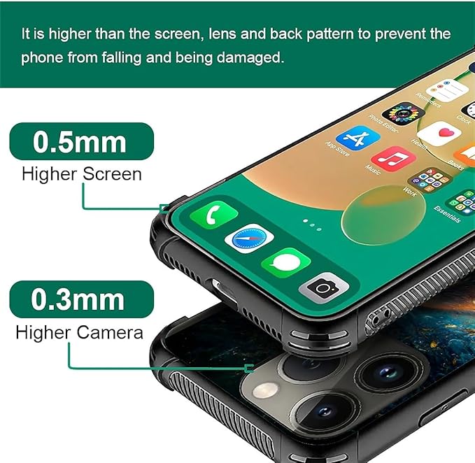 for iPhone 13 Pro Case, Star Cave Hungry Wolf Pattern Graphic Design Girl Boy Soft Silicone Hard Acrylic Shock Protection for iPhone 13 Pro