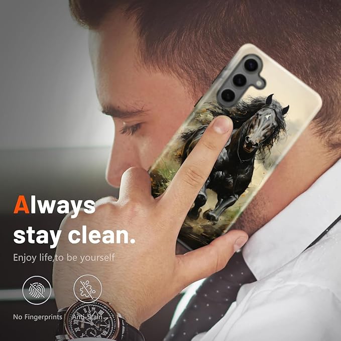 Compatible for Samsung Galaxy S24 5G Case, Dual Layer Heavy Duty 2 in 1 Shockproof Protective Phone Case,Running Horse