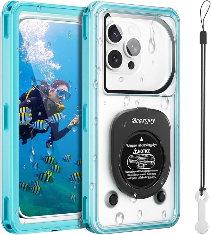 Beasyjoy Waterproof Phone Case, Underwater Phone Case for Snorkeling, Universal IPX8 Diving Pouch with Lanyard for iPhone Samsung Google Moto Series-[NOT Fit Snugly] [Touchscreen Operated Only]- Blue