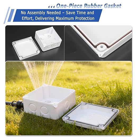 NineLeaf Junction Box, ABS Plastic Box IP65 Waterproof Outdoor Dustproof Water Resistant Electronic Enclosure, External Size 3.9 x 3.9 x 2.8 inch(100x100x70mm),White
