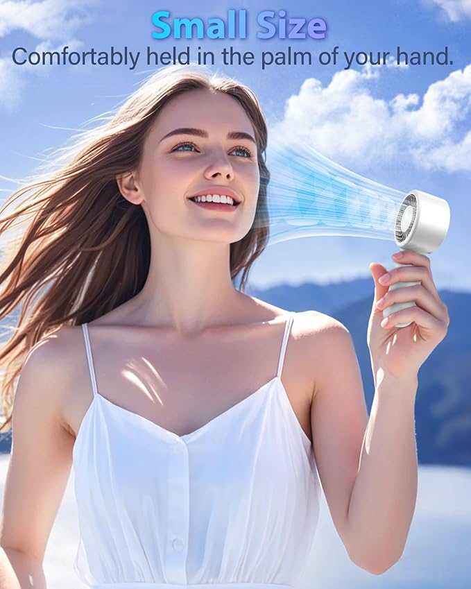 Portable Handheld Fan Personal Small Turbo Hand Fan Powerful, Cooling, Lanyard, USB Rechargeable, 5 Speeds, Makeup, Gifts for Women Men, Kid, Mom, Hot Summer, Travel, Sports, Wedding Use