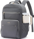 LOVEVOOK Laptop Backpack for Women with Leather Trim & Tumbler Pockets, 15.6" Work Backpack Purse, Travel Personal Item Bag, Carry On Business Computer Bag for Office, School, Gift, Lustrous Graphite