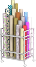 Wrapping Paper Organizer Storage, Wrapping Paper Storage with Wheels, Used for Storing Blueprint/Carpet/Map/Poster, 20 Slots, 2 Brakes, Silent Wheel for Home, Office, School(Black)