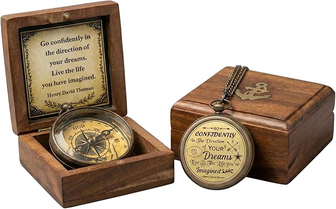 Handmade Brass Antique Compass with Leather Case – Vintage Finish Functional Pocket Navigation Tool for Travel, Hiking & Gift