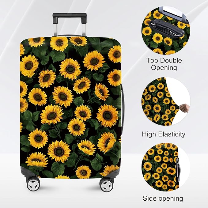ANNA QUEEN Sunflowers Travel Luggage Cover -Stretchable Airplane Suitcase Protector Sleeve,Universal Washable Fit for 32-34 Inch Checked Baggage,Water Resistant Durable Luggage Protector