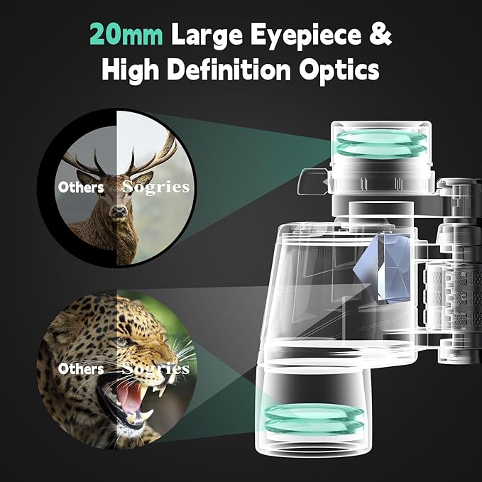 6-16x40 HD Zoom Binoculars for Adults, High Powered, Large View, BAK4 Prism, Waterproof, Clear Low Light Vision for Bird Watching,Hiking, Travel