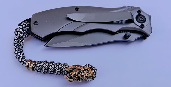 Knife Lanyards with Brass Beads,Paracord Lanyard,Tactical Lanyard for Skull Shape Knife,EDC Products