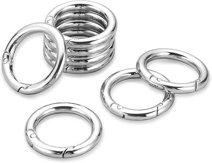 Gkeygo Key Ring Clip, 4/5 Inch Keychain Rings, 8 Pack Round Carabiner Clip for Keys, Buckle, Bags, Purses - Key Chain Hooks Replacement Keychains Lanyard DIY Crafts, Silver