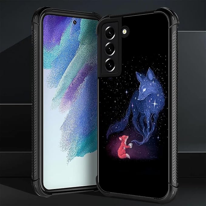 for Samsung Galaxy S21 Plus Case, Galaxy Fox Wolf Pattern Graphic Design Girl Boy Soft Silicone Hard Acrylic Shock Protection for Samsung Galaxy S21 Plus