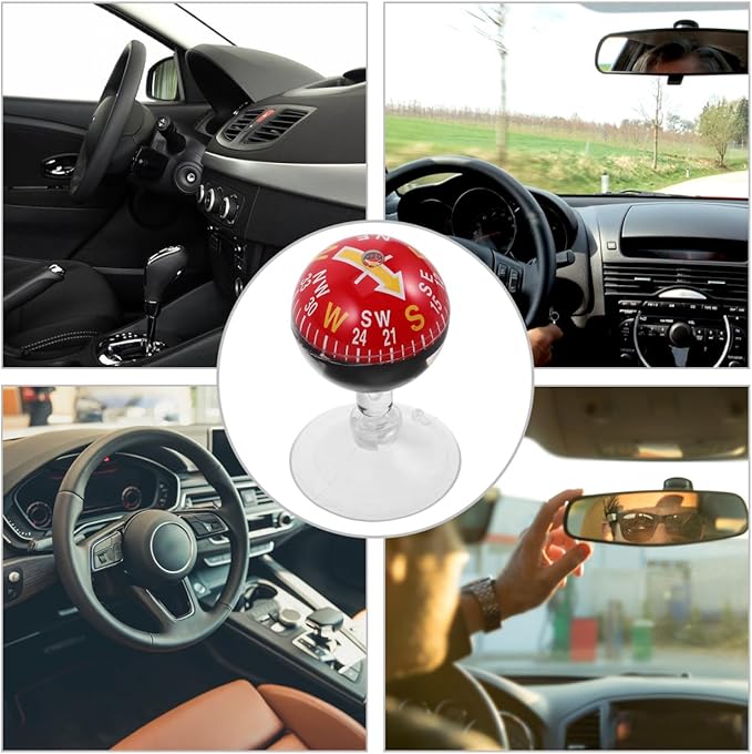 SOLUSTRE Portable Car Compass with Suction Cup Dashboard Digital Compass for Windshield Marine Outdoor Navigation