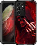 for Samsung Galaxy S21 Ultra Case, Gestures Funny Skull Pattern Graphic Design Girl Boy Soft Silicone Hard Acrylic Shock Protection for Samsung Galaxy S21 Ultra