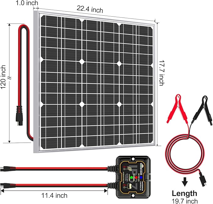 SOLPERK Solar Panel Kit 50W 12V, Waterproof Solar Battery Trickle Charger Maintainer + Smart MPPT Controller + Adjustable Mount Bracket for Boat Car RV Motorcycle(Without Mounting Bracket)