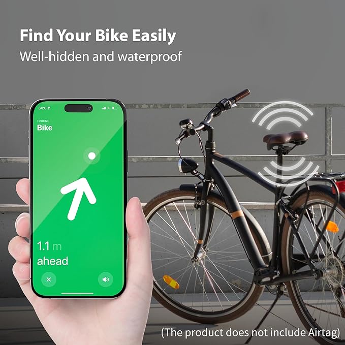 BONE Bike Air Tracker Tag Strap, Hidden Bicycle GPS Tracker Case for Apple Tag, Ultra-Lightweight Scratch-Free & Waterproof Silicone Holder, Anti-Theft Seatpost Mount for Mountain Bikes & Scooters