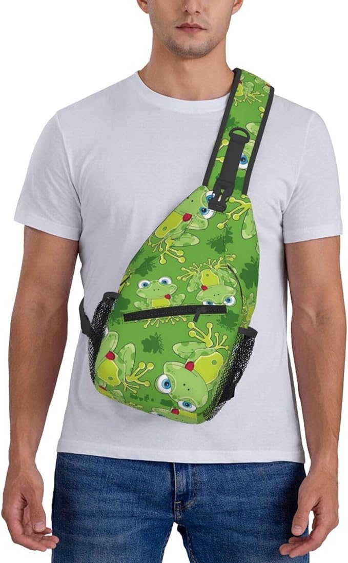 Cute Frog Sling Bag For Women & Men - Fashion Cartoon Frogs Backpack, Crossbody & Shoulder Bag - Travel & Hiking Daypack
