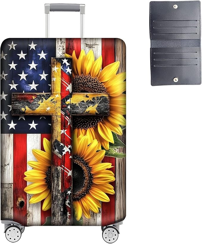 Luggage Cover Protector for 30-32 Inch Suitcases, TSA Approved Elastic Travel Suitcase Covers, Anti-Scratch Washable Luggage Sleeve for Carry On & Checked Bags, Cross American