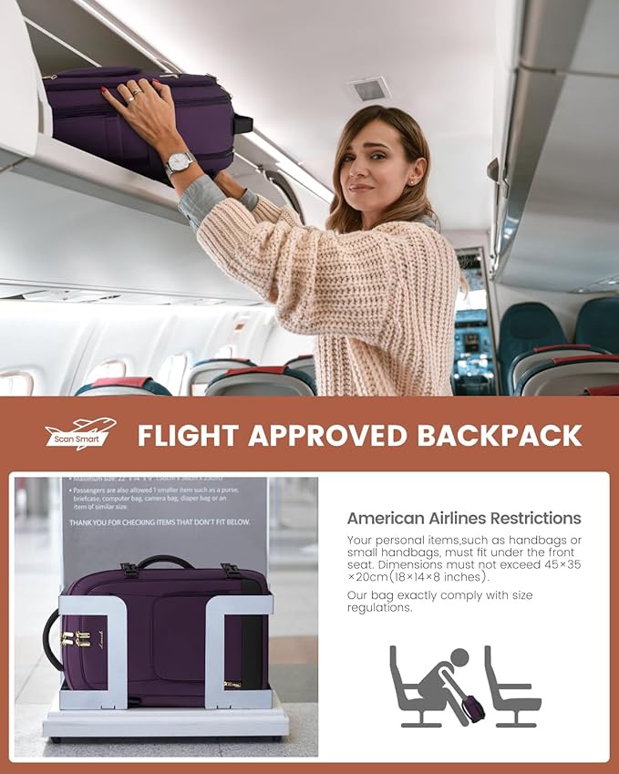 LOVEVOOK Carry On Travel Backpack For Women Flight Approved, 40L Large Personal Item Backpack Travel Bag for Airplanes, Business 17 Inch Laptop Backpack, Weekender Overnight Daypack, With 2 Cubes