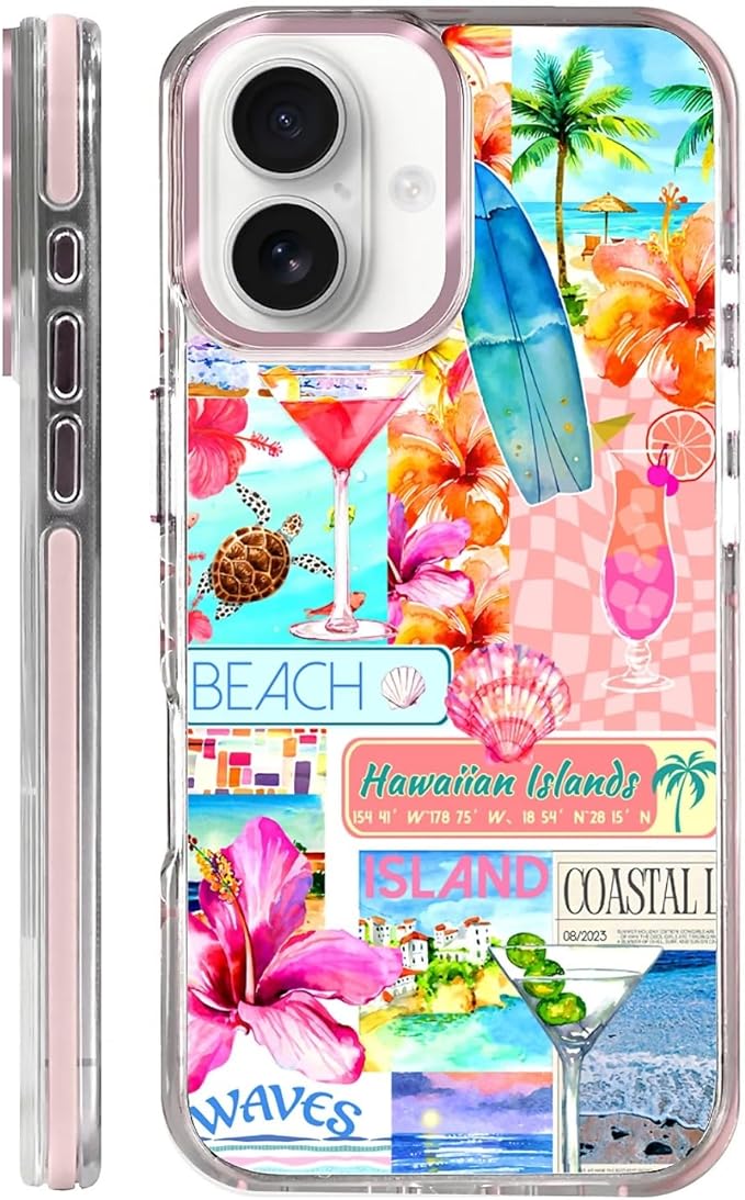 Case for iPhone 16 Plus,[Compatible with MagSafe],Coastal Beach Cover Coquette Collage Phone Case Design，for Women Girls Magnetic Clear Cover - Slim, Sleek, & Shockproof Protection