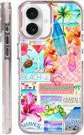 Case for iPhone 16,[Compatible with MagSafe],Coastal Beach Cover Coquette Collage Phone Case Design，for Women Girls Magnetic Clear Cover - Slim, Sleek, & Shockproof Protection