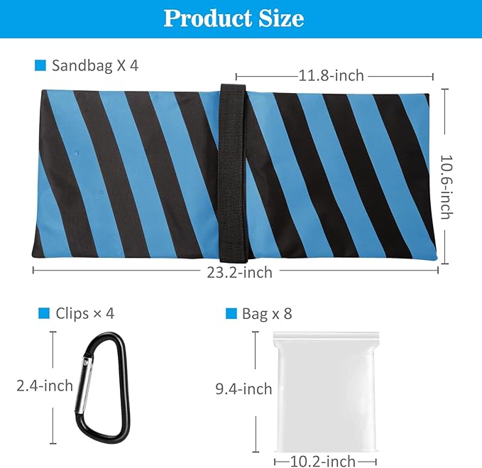 4 Packs Blue Sandbag Weight Bags for Light Stand Photography Video Equipments, Heavy Duty Saddlebags for Backdrop Stand, Photo Tripod, Canopy, Pop up Tent, Umbrella Base, Fishing Chair, Picnic Table