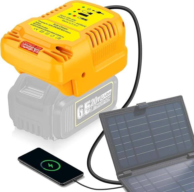 Solar Charger Adapter for Dewalt 20V/60V Battery,Portable,Outdoor Work,Camping
