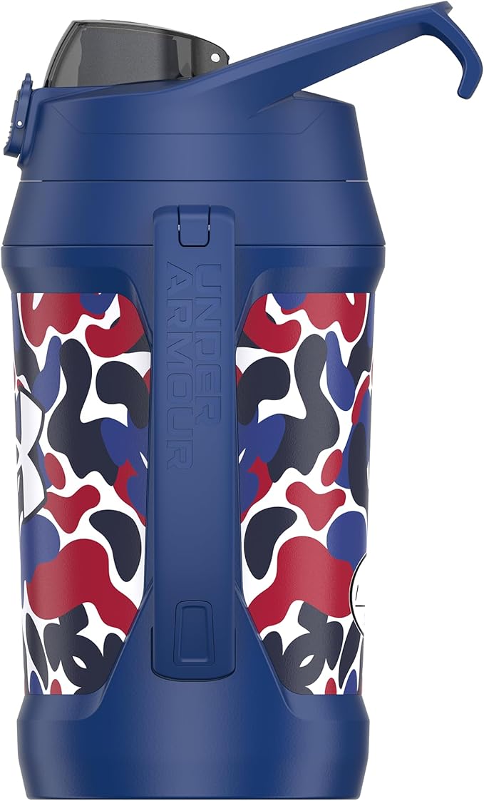 Under Armour Half Gallon Water Bottle Insulated, 64oz Insulated Water Bottle with Handle, Fence Hook, Leak Resistant, for Baseball, Football & More - Royal Hypercamo