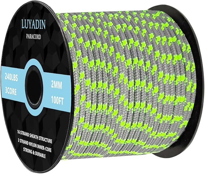 Paracord 240lb - Diameter 2mm Micro Utility Cord -3 Strand Parachute Spool Cord - 100ft 200ft,Paracord for Camping,Hiking,Fishing,Outdoor and DIY