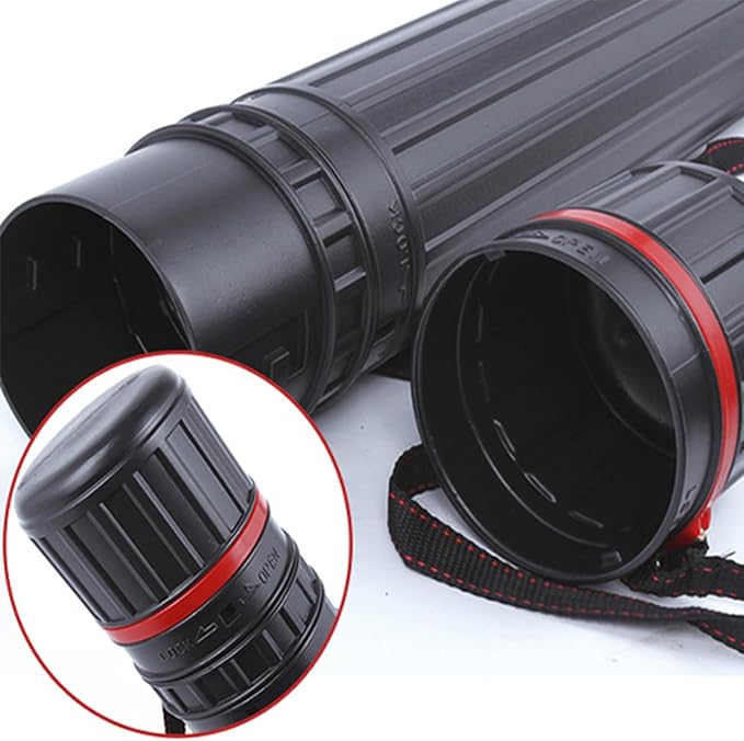 DEWEL 2Pcs Poster Tube Extends from 30" to 51", Telescoping Plastic Art Tube for Poster/Art/Document/Blueprint/Fishing Rod, Waterproof and Light Resistant with Carrying Strap(Black XL Size)