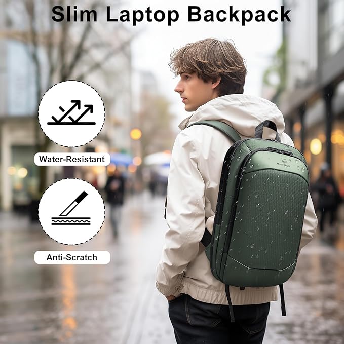 Slim Laptop Backpack for Men,Waterproof Expandable High Tech Business Work Backpack for Men and Women,15.6 Inch Lightweght Anti-theft Travel Backpack Durable College Casual Daypack Computer Laptop Bag