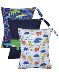 babygoal Dinosaur Wet Dry Bags 3 Pack, Waterproof Travel Bags for Swimsuits, Beach, Pool, Gym,Food Storage and Wet Clothes,3LN40-B