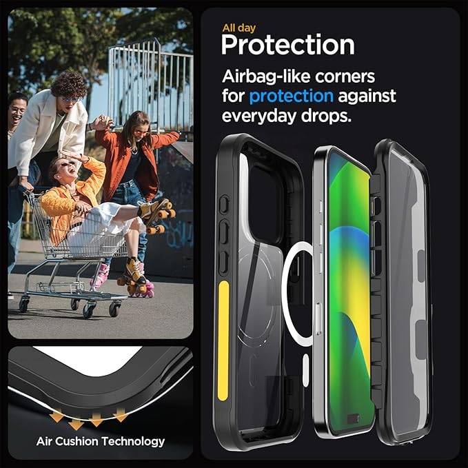 AICase Magnetic for iPhone 16 Pro Case Compatible with Magsafe,360 Fullbody [Dustproof Design] Built-in 9H HD Tempered Glass Screen&Lens Protector,Shockproof Heavy Duty Rugged Phone Cover 6.3"