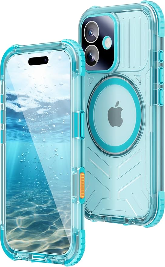 WIFORT for iPhone 17 Waterproof Case, [Fit for Magsafe] with Sapphire Lens & Screen Protector, IP68 Full Body 15FT Military Shockproof, Magnetic Frosted Phone Cover with Lanyard, 6.3" Teal