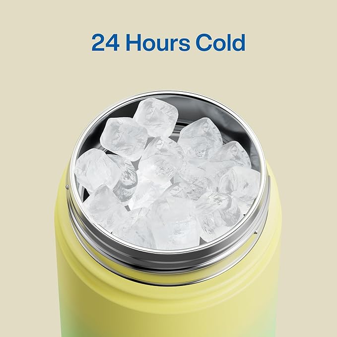 ENCOOL Insulated Water Bottle with Straw Stainless Steel Water Bottle, Leak-Proof, BPA-Free, Double Wall Vacuum Keeps Cold for 24 Hours for Sports, Travel, School (18 oz, Soft Lagoon)