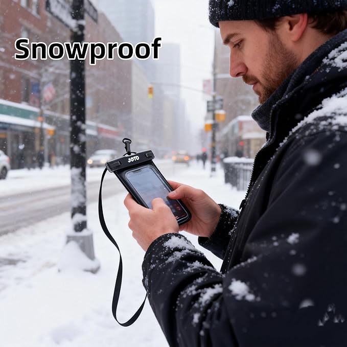 JOTO Up to 7" Universal Waterproof Phone Case for iPhone 17 Air 16 15 14 13 12 11 Plus Pro Max, IPX8 Cellphone Dry Bag XR X SE, Galaxy S23 S22 S21 S20+ S20 S10 Plus Note, Pixel -Clear