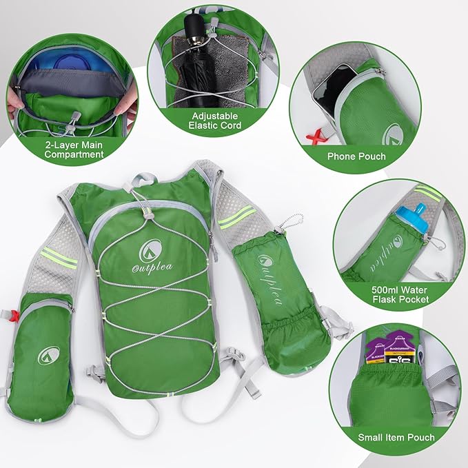 Lightweight Hydration Backpack with 2L Water Bladder for Men Women, Small Water Backpacks Running Vest for Hiking
