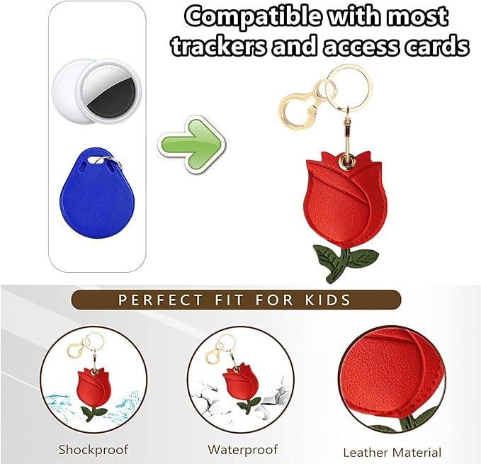 Leather Keychain Holder Case Compatible with AirTag,Cute air tag Cover with Keychain Ring,GPS Tracker Case for Keys