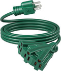 DEWENWILS 10FT Outdoor Extension Cord, Green Extension Cord 13A/1625W, 16/3 SJTW Power Cable with Multiple Outlet Weatherproof Decor Landscaping String Lights, ETL Listed, 1 Pack