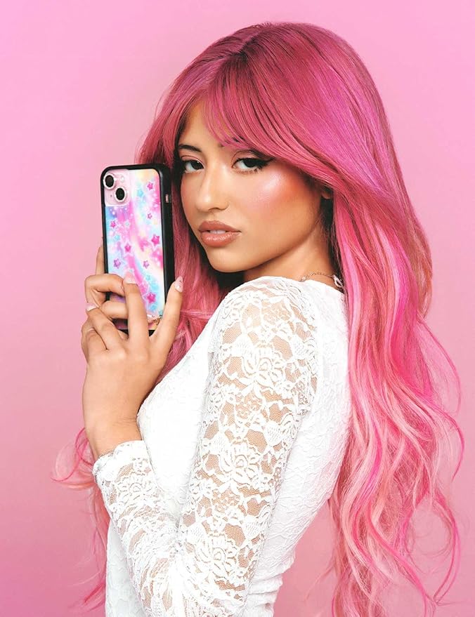 Wildflower Cases - Compatible with iPhone 13 Pro | Protective Black Bumper, 6.5ft Drop Test Certified, Women Owned Small Business | Stars Pink Purple Orange Cute Trendy | Collab - Miranda Rae