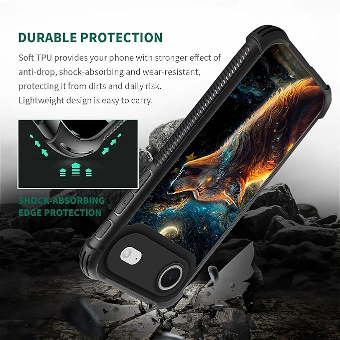 for iPhone 17 Air Case,for MagSafe Graphic Design for Girl Boy Soft Silicone Hard Acrylic Shock Protection Designed for iPhone 17 Air Star Cave Hungry Wolf Pattern