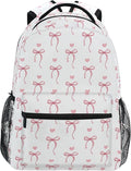 Wamika Pink Bow Girl Backpack Cute Heart Bowknot Ribbon School Backpack Kid Preschool Book Bag